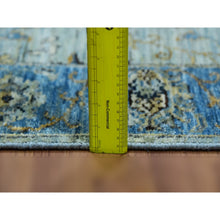 Load image into Gallery viewer, 2&#39;8&quot;x22&#39; Aqua Frost Blue, Extra Soft Wool, Agra, Shah Abbas With Floral Motifs, Hand Knotted, Vegetable Dyes Denser Weave, Oriental Xl Runner Rug FWR456312