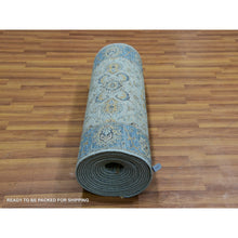 Load image into Gallery viewer, 2&#39;8&quot;x24&#39;1&quot; Light Turquoise Blue, Vibrant Soft Wool, Vegetable Dyes Agra With Shah Abbas Floral Design, Hand Knotted, Denser Weave, Xl Runner Oriental Rug FWR456318