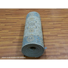 Load image into Gallery viewer, 2&#39;8&quot;x29&#39;10&quot; Celeste Blue, High Quality Wool, Natural Dyes, Shah Abbas Floral Vein Design, Hand Knotted, XL Runner Oriental Agra Rug FWR456324