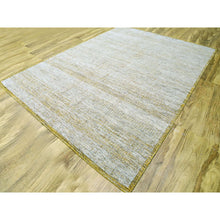 Load image into Gallery viewer, 10&#39;1&quot;x14&#39;1&quot; Beige With Gold, Pure Wool, Distressed And Oxidized Grass Design, Hand Knotted, Oriental Rug FWR456384