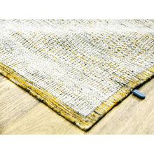 Load image into Gallery viewer, 10&#39;1&quot;x14&#39;1&quot; Beige With Gold, Pure Wool, Distressed And Oxidized Grass Design, Hand Knotted, Oriental Rug FWR456384