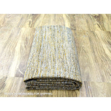 Load image into Gallery viewer, 10&#39;1&quot;x14&#39;1&quot; Beige With Gold, Pure Wool, Distressed And Oxidized Grass Design, Hand Knotted, Oriental Rug FWR456384