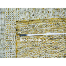 Load image into Gallery viewer, 10&#39;1&quot;x14&#39;1&quot; Beige With Gold, Pure Wool, Distressed And Oxidized Grass Design, Hand Knotted, Oriental Rug FWR456384