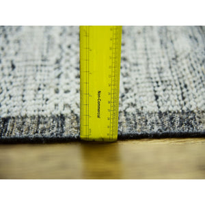 12'2"x15' Stone Gray With Charcoal Black, Hand Knotted, Oxidized And Distressed Grass Design, Oversized, Oriental Rug FWR456402