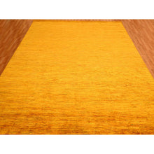 Load image into Gallery viewer, 9&#39;x11&#39;10&quot; Gold Color, Plain Solid Design, Soft to the Touch, Pure Sari Silk, Hand Knotted, Oriental Rug FWR456408