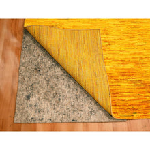 Load image into Gallery viewer, 9&#39;x11&#39;10&quot; Gold Color, Plain Solid Design, Soft to the Touch, Pure Sari Silk, Hand Knotted, Oriental Rug FWR456408