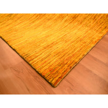 Load image into Gallery viewer, 9&#39;x11&#39;10&quot; Gold Color, Plain Solid Design, Soft to the Touch, Pure Sari Silk, Hand Knotted, Oriental Rug FWR456408