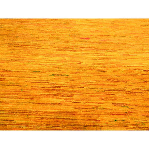 9'x11'10" Gold Color, Plain Solid Design, Soft To The Touch, Pure Sari Silk, Hand Knotted, Oriental Rug FWR456408