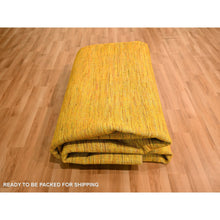 Load image into Gallery viewer, 9&#39;x11&#39;10&quot; Gold Color, Plain Solid Design, Soft to the Touch, Pure Sari Silk, Hand Knotted, Oriental Rug FWR456408