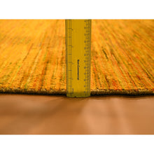 Load image into Gallery viewer, 9&#39;x11&#39;10&quot; Gold Color, Plain Solid Design, Soft to the Touch, Pure Sari Silk, Hand Knotted, Oriental Rug FWR456408