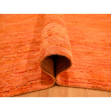 Load image into Gallery viewer, 9&#39;x12&#39; Vivid Orange, Soft Pile, Lush and Plush, Hand Knotted, Plain Solid Design, Pure Sari Silk, Oriental Rug FWR456414