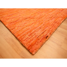 Load image into Gallery viewer, 9&#39;x12&#39; Vivid Orange, Soft Pile, Lush and Plush, Hand Knotted, Plain Solid Design, Pure Sari Silk, Oriental Rug FWR456414