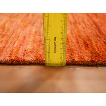 Load image into Gallery viewer, 9&#39;x12&#39; Vivid Orange, Soft Pile, Lush and Plush, Hand Knotted, Plain Solid Design, Pure Sari Silk, Oriental Rug FWR456414