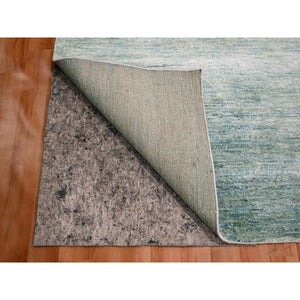 9'x12'3" Light Green With Ivory, Plain Solid Design, Pure Sari Silk, Hand Knotted, Soft To The Touch, Oriental Rug FWR456420
