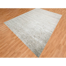 Load image into Gallery viewer, 9&#39;1&quot;x11&#39;10&quot; Warm Taupe, Plain Solid Design, Soft To The Touch, Pure Sari Silk, Hand Knotted, Oriental Rug FWR456426