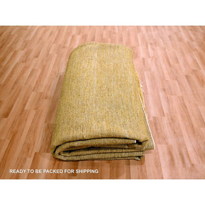 9'x12'1" Copper Brown, Plain Solid Design, Soft To The Touch, Pure Sari Silk, Lush And Plush, Hand Knotted, Oriental Rug FWR456432