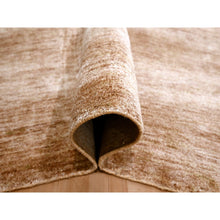 Load image into Gallery viewer, 9&#39;x12&#39; Beaver Brown, Soft Pile, Plain Solid Design, Pure Sari Silk, Hand Knotted, Oriental Rug FWR456438