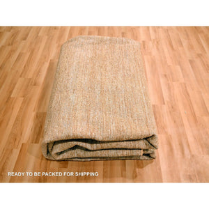 9'x12' Beaver Brown, Soft Pile, Plain Solid Design, Pure Sari Silk, Hand Knotted, Oriental Rug FWR456438