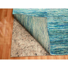 Load image into Gallery viewer, 8&#39;7&quot;x12&#39;2&quot; Shades Of Blue, Plain Solid Design, Soft To The Touch, Hand Knotted, Pure Sari Silk, Oriental Rug FWR456444