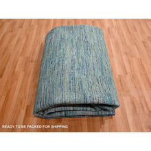 Load image into Gallery viewer, 8&#39;7&quot;x12&#39;2&quot; Shades Of Blue, Plain Solid Design, Soft To The Touch, Hand Knotted, Pure Sari Silk, Oriental Rug FWR456444