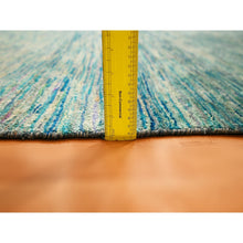 Load image into Gallery viewer, 8&#39;7&quot;x12&#39;2&quot; Shades Of Blue, Plain Solid Design, Soft To The Touch, Hand Knotted, Pure Sari Silk, Oriental Rug FWR456444