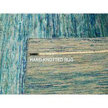 Load image into Gallery viewer, 8&#39;7&quot;x12&#39;2&quot; Shades Of Blue, Plain Solid Design, Soft To The Touch, Hand Knotted, Pure Sari Silk, Oriental Rug FWR456444