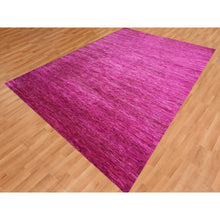 Load image into Gallery viewer, 9&#39;x12&#39;3&quot; Fuscia Pink, Plain Solid Design, Pure Sari Silk, Hand Knotted, Soft To The Touch, Oriental Rug FWR456450