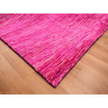 Load image into Gallery viewer, 9&#39;x12&#39;3&quot; Fuscia Pink, Plain Solid Design, Pure Sari Silk, Hand Knotted, Soft To The Touch, Oriental Rug FWR456450