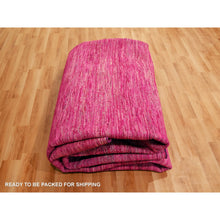 Load image into Gallery viewer, 9&#39;x12&#39;3&quot; Fuscia Pink, Plain Solid Design, Pure Sari Silk, Hand Knotted, Soft To The Touch, Oriental Rug FWR456450