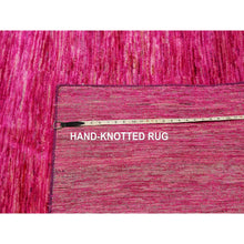 Load image into Gallery viewer, 9&#39;x12&#39;3&quot; Fuscia Pink, Plain Solid Design, Pure Sari Silk, Hand Knotted, Soft To The Touch, Oriental Rug FWR456450