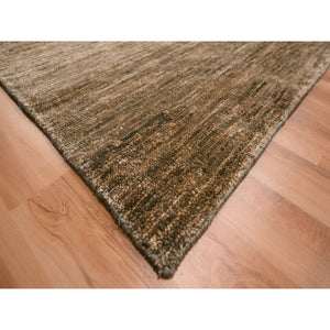 9'4"x12'4" Shades Of Brown, Densely Woven, Modern Plain Design, 100% Wool, Borderless, Hand Knotted, Oriental Rug FWR456468