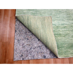 9'4"x12'4" Mist Green, Modern Plain Design, Borderless, Pure Wool, Hand Knotted, Oriental Rug FWR456480