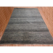 Load image into Gallery viewer, 8&#39;x10&#39; Mocha Brown, Modern Grass Design, Hand Knotted, Borderless, Undyed Natural Wool, Lush And Plush, Tone On Tone, Oriental Rug FWR456504