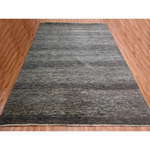 8'x10' Mocha Brown, Modern Grass Design, Hand Knotted, Borderless, Undyed Natural Wool, Lush And Plush, Tone On Tone, Oriental Rug FWR456504