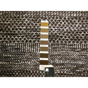 8'x10' Mocha Brown, Modern Grass Design, Hand Knotted, Borderless, Undyed Natural Wool, Lush And Plush, Tone On Tone, Oriental Rug FWR456504