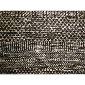 8'x10' Mocha Brown, Modern Grass Design, Hand Knotted, Borderless, Undyed Natural Wool, Lush And Plush, Tone On Tone, Oriental Rug FWR456504