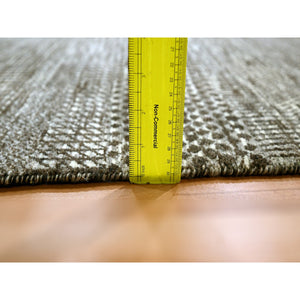 8'x10' Mocha Brown, Modern Grass Design, Hand Knotted, Borderless, Undyed Natural Wool, Lush And Plush, Tone On Tone, Oriental Rug FWR456504