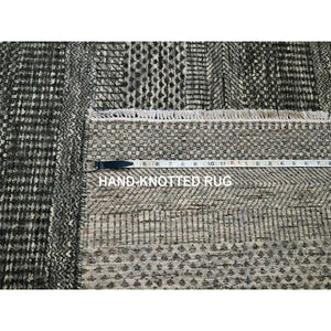 8'x10' Mocha Brown, Modern Grass Design, Hand Knotted, Borderless, Undyed Natural Wool, Lush And Plush, Tone On Tone, Oriental Rug FWR456504