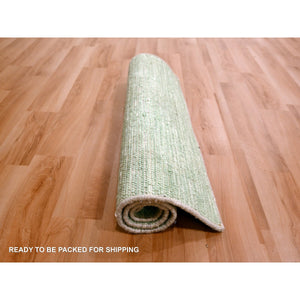 2'x3' Laurel Green, Hand Knotted, Modern Plain Solid Design, Pure Wool, Sample, Strike Off, Mat, Oriental Rug FWR456540