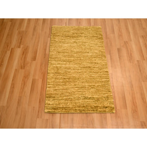 2'x3' Honey Brown, Pure Wool, Plain Solid Design, Sample, Strike Off, Hand Knotted, Mat, Oriental Rug FWR456546