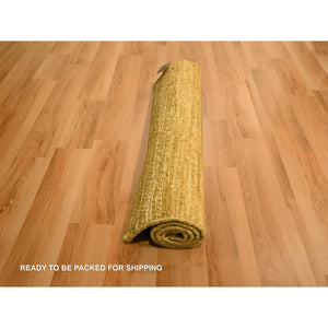 2'x3' Honey Brown, Pure Wool, Plain Solid Design, Sample, Strike Off, Hand Knotted, Mat, Oriental Rug FWR456546