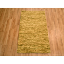 Load image into Gallery viewer, 2&#39;x3&#39; Golden Brown, Hand Knotted, Modern Plain Solid Design, Pure Wool, Sample, Strike Off, Mat, Oriental Rug FWR456552