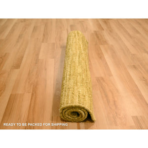 2'x3' Golden Brown, Hand Knotted, Modern Plain Solid Design, Pure Wool, Sample, Strike Off, Mat, Oriental Rug FWR456552