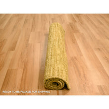 Load image into Gallery viewer, 2&#39;x3&#39; Golden Brown, Hand Knotted, Modern Plain Solid Design, Pure Wool, Sample, Strike Off, Mat, Oriental Rug FWR456552