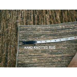 2'x3' Coffee Brown, Pure Wool, Sample, Strike Off, Hand Knotted, Modern Plain Solid Design, Mat, Oriental Rug FWR456558