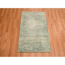 Load image into Gallery viewer, 2&#39;x3&#39; Swamp Green, Soft To The Touch, Pure Sari Silk, Hand Knotted, Plain Solid Design, Mat, Oriental Rug FWR456594