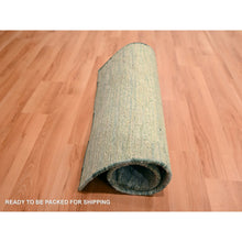 Load image into Gallery viewer, 2&#39;x3&#39; Swamp Green, Soft To The Touch, Pure Sari Silk, Hand Knotted, Plain Solid Design, Mat, Oriental Rug FWR456594