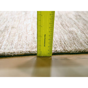 2'x3' Beaver Brown, Plain Solid Design, Pure Sari Silk, Sample, Strike Off, Hand Knotted, Mat, Oriental Rug FWR456606