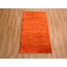 Load image into Gallery viewer, 2&#39;x3&#39; Tangelo Orange, Plain Solid Design, Hand Knotted, Sample, Strike Off, Pure Sari Silk, Mat, Oriental Rug FWR456612