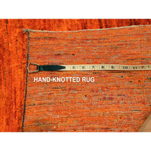 Load image into Gallery viewer, 2&#39;x3&#39; Tangelo Orange, Plain Solid Design, Hand Knotted, Sample, Strike Off, Pure Sari Silk, Mat, Oriental Rug FWR456612